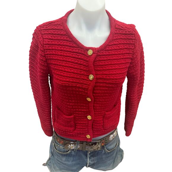 CeCe Red Cardigan Sweater SMALL Blazer Preppy Ladies Who Lunch Designer $119 - Picture 6 of 10